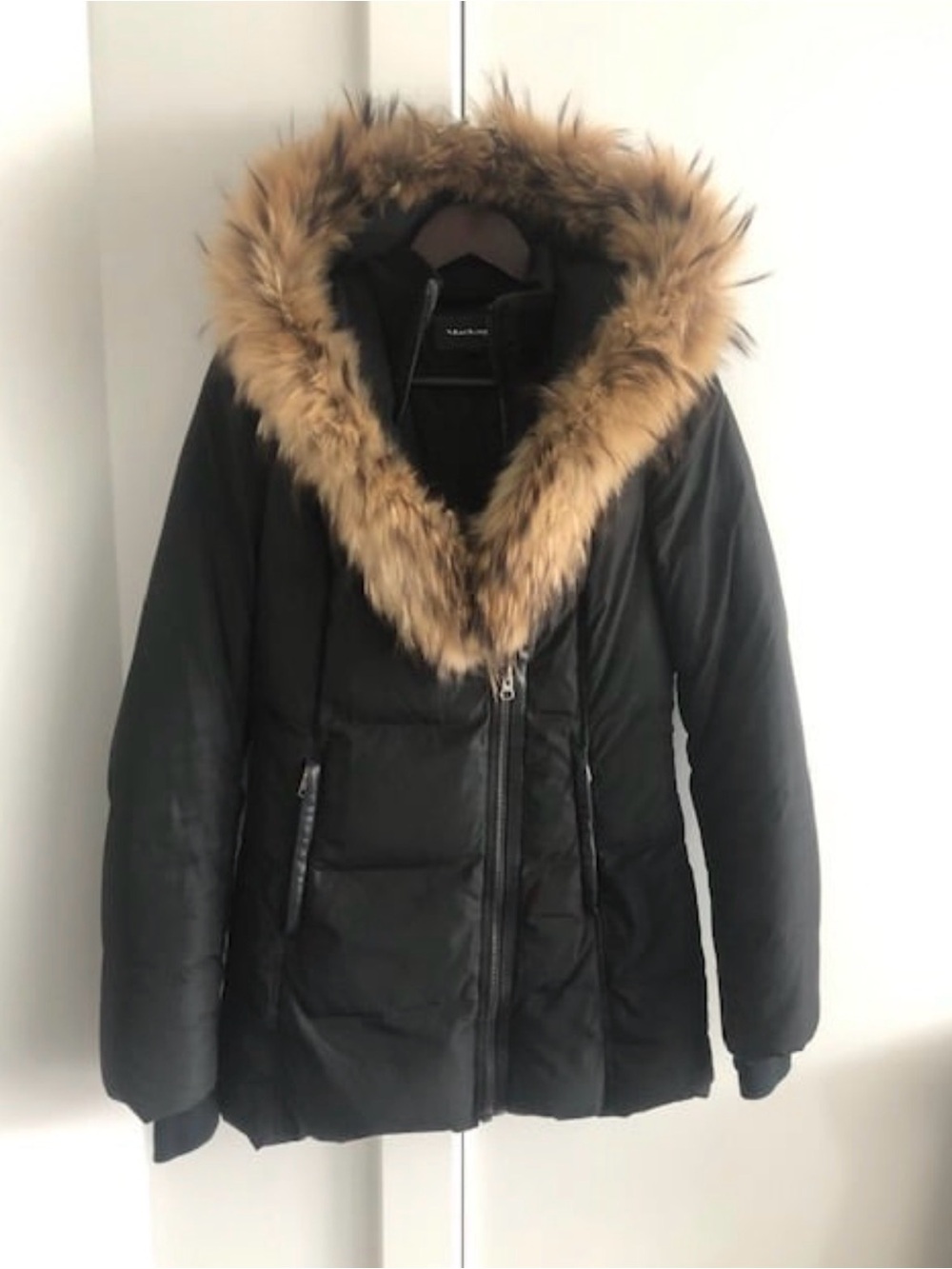 Black Mackage Adali Down Coat with Signature Fur Collar